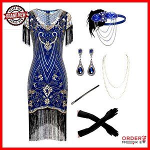 Plus Size Sequin Flapper Dress with Fringe Beaded Tassels Gatsby Cocktail